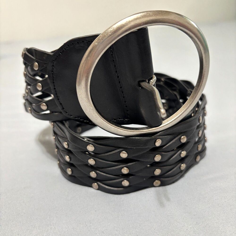 Rolfs Bonded Leather Studded Weaved Women's Belt Sz XL Black